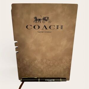 Coach Brown Faxleather Notebook with Pen (NWT)